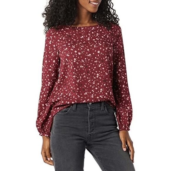 Women's Georgette Neck Blouson Sleeve Shirt - Picture 1 of 5